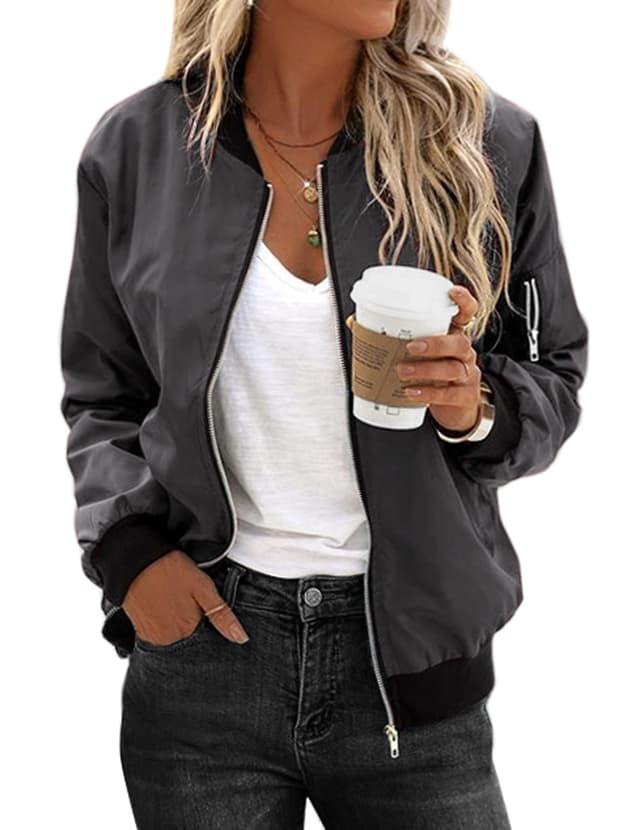 Zeagoo Bomberjacke Damen - Casual Pilotenjacke Langarm Outwear 😍