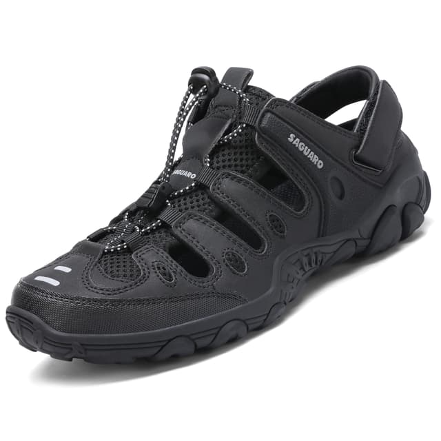 🌟 SAGUARO Herren Damen Sandalen Bequem Atmungsaktiv Outdoor Sport Trekking & Wandersandalen 44 EU Schwarz 🌟