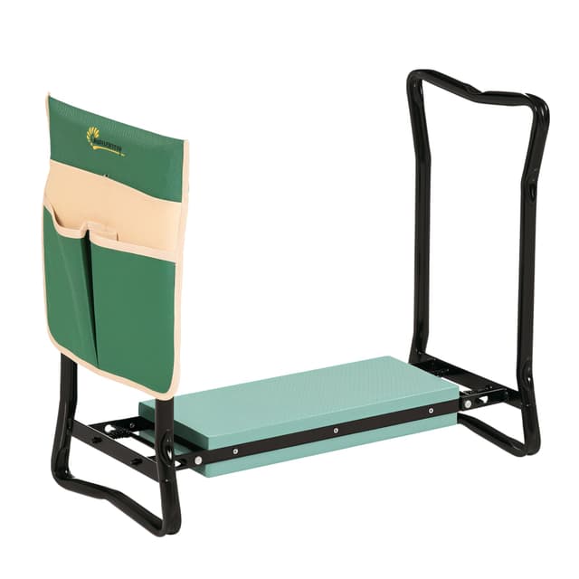 🌿🪴🔧 Outsunny Kniebank 2-in-1 Gartenhocker mit Werkzeugtasche