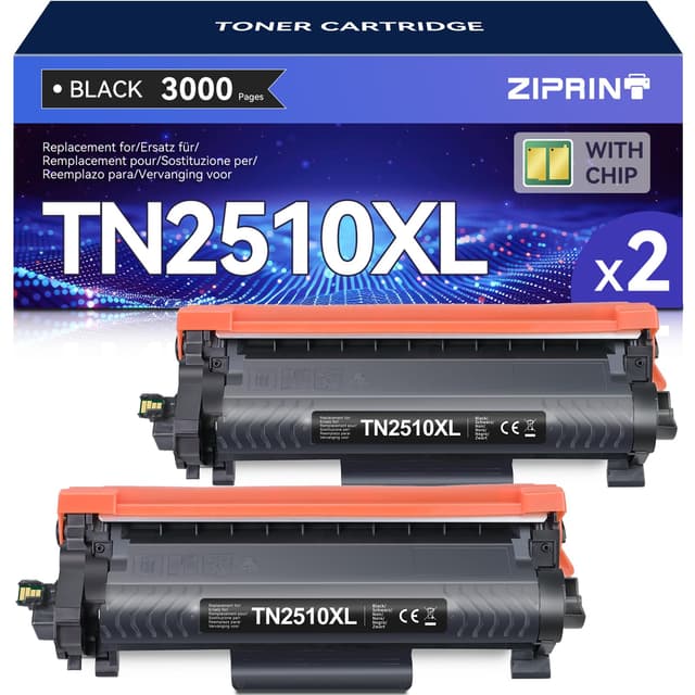 🖨️ ZIPRINT TN2510XL TN-2510XL Kompatibel für Brother HL-L2400DWE Toner TN2510XL für Brother MFC-L2835DW Toner MCF-L2800DW MFC-L2827DW MFC-L2860DWE DCP-I2620DW DCP-L2627DW DCP-L2660DW(Schwarz*2P) TN2510XL Schwarz*2 - Top-Angebot! 🌟