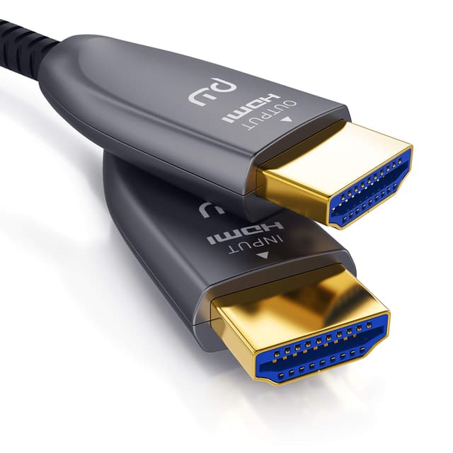 CSL - HDMI Kabel 2.0 b Glasfaser 10m - 🌟 4k 60Hz mit HDR 📺 - optisches HDMI Kabel LWL 🔌 - 3D 🕶️ - ARC - CEC – HDCP 2.2 - YUV 4 x 4 x 4 - Kabel High Speed - Glasfaserkabel – Aluminiumstecker – Knickschutz 10m HDMI 2.0b