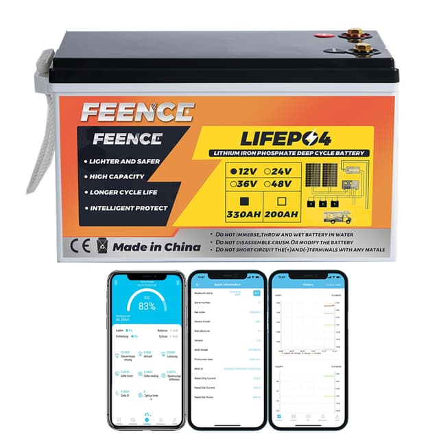 FEENCE MINI LiFePO4 12V 330Ah Lithium Batterie mit Bluetooth-App 🚗⚡
