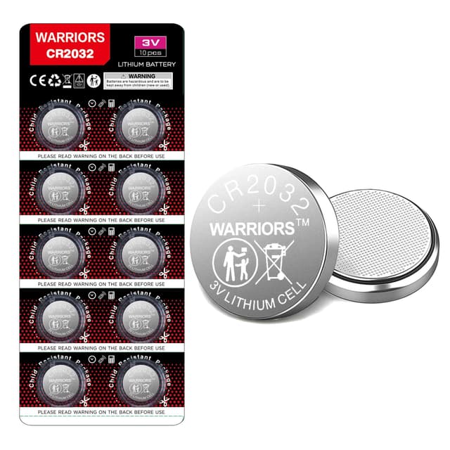 🔋 Warriors 10X CR2032 Batterien 3V - 10er Pack - Kinderfreundliche Verpackung