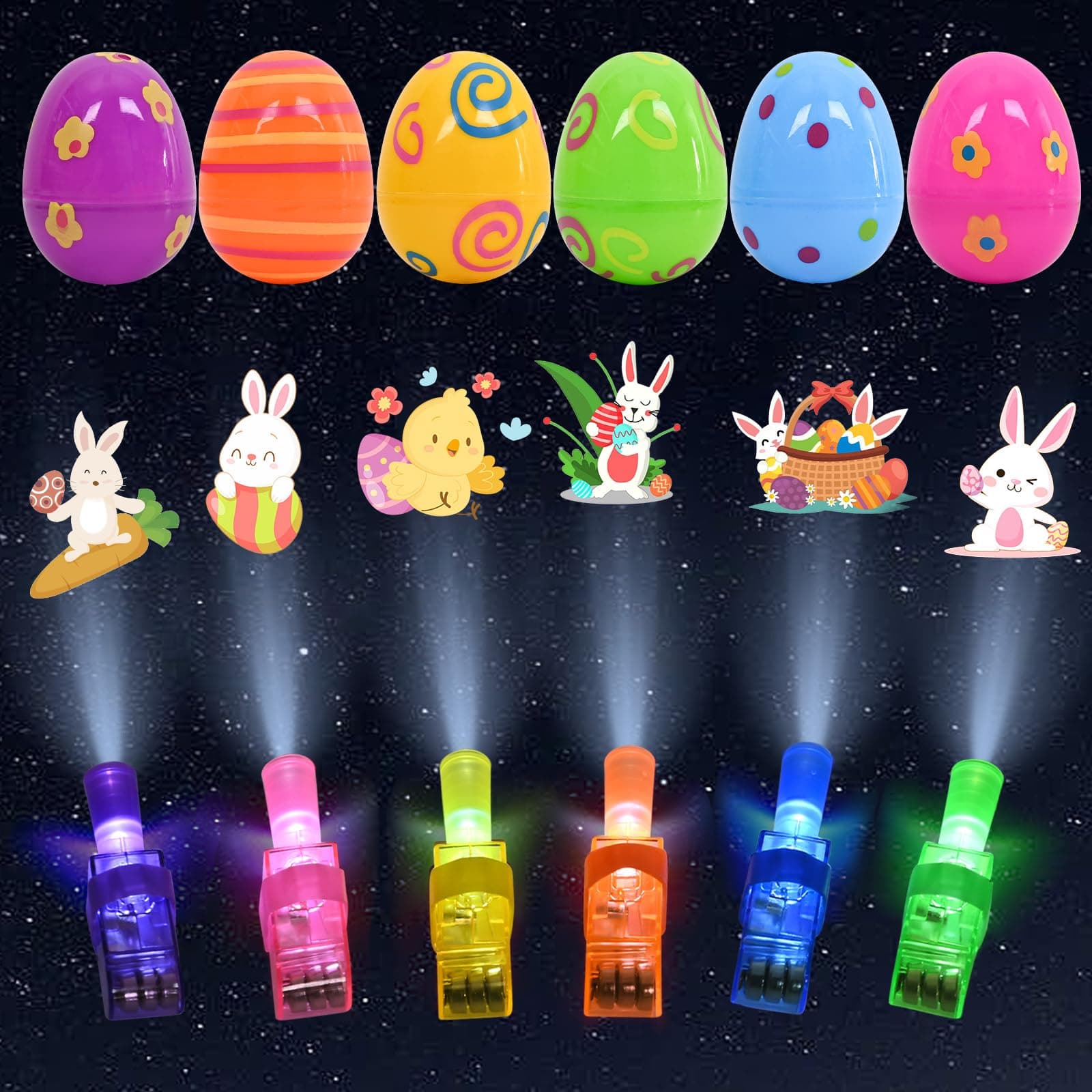 SYAKZK Ostergeschenke Kinder - 6er Pack Ostereier mit Fingerscheinwerfer 🎁