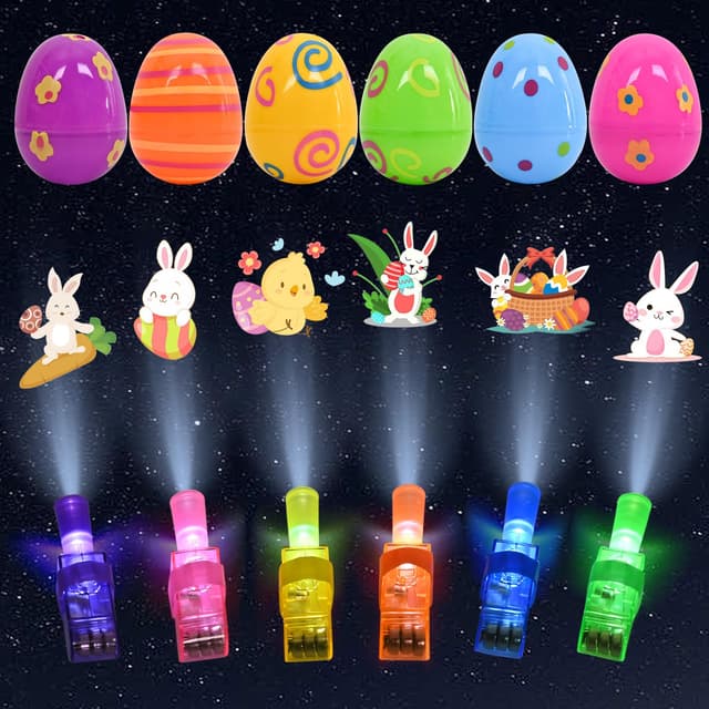 SYAKZK Ostergeschenke Kinder - 6er Pack Ostereier mit Fingerscheinwerfer 🎁