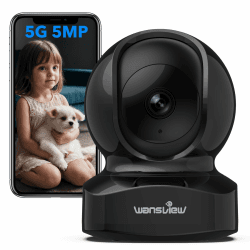 👶📹 Wansview 3K 5MP Babyphone mit Kamera-2.4G/5Ghz WLAN Überwachungskamera innen Schwarz
