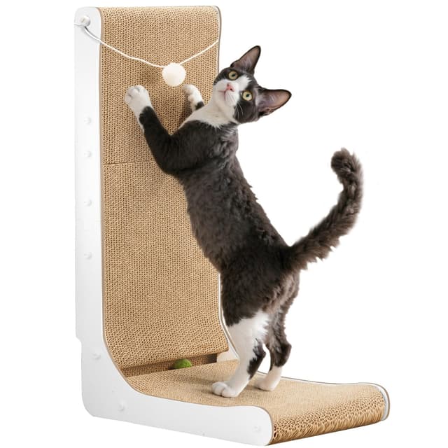 🐱 Gimars Hohe 68cm L förmige Kratzbrett Katze mit Ball 🐾