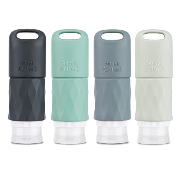 Teskyer Silikon-Reiseflaschen zum Befüllen - Auslaufsicher, Tragbar, Mehrweg, 90ml Grau 🧳
