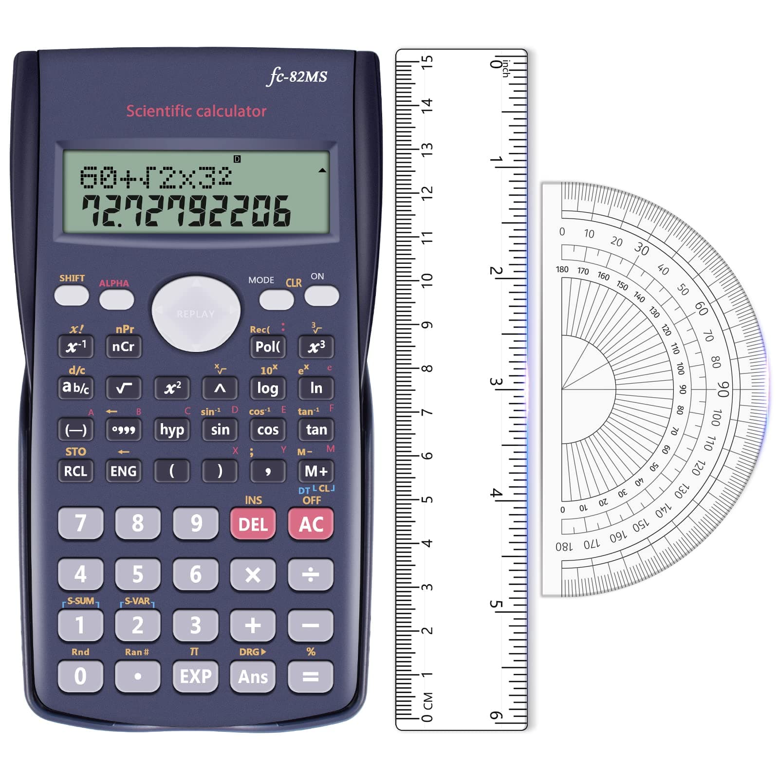 🧮📏 Wissenschaftlicher Taschenrechner + Bonus Lineal und Winkelmesser - Schulsachen Set 🎓
