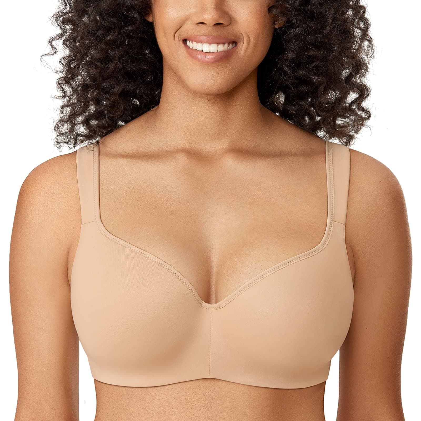 🌟 Super Deal! DELIMIRA Damen T-Shirt BH mit Bügel Nahtloser Große Größen Gepolstert 100B Taupe-tan 🌟