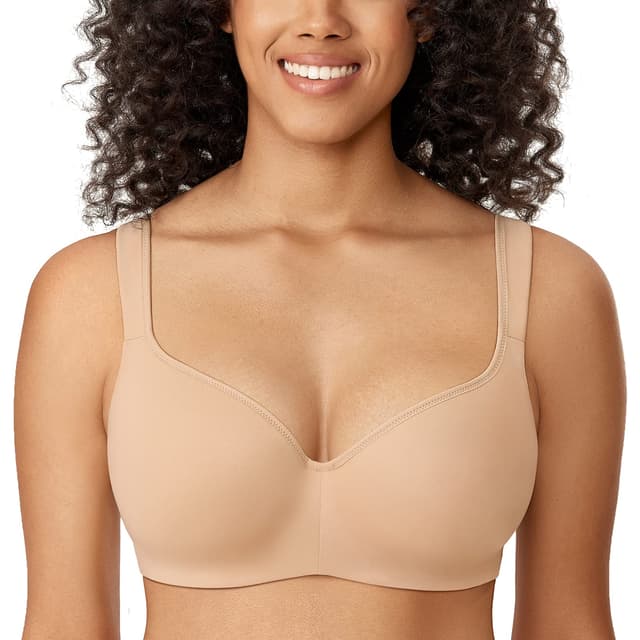 🌟 Super Deal! DELIMIRA Damen T-Shirt BH mit Bügel Nahtloser Große Größen Gepolstert 100B Taupe-tan 🌟