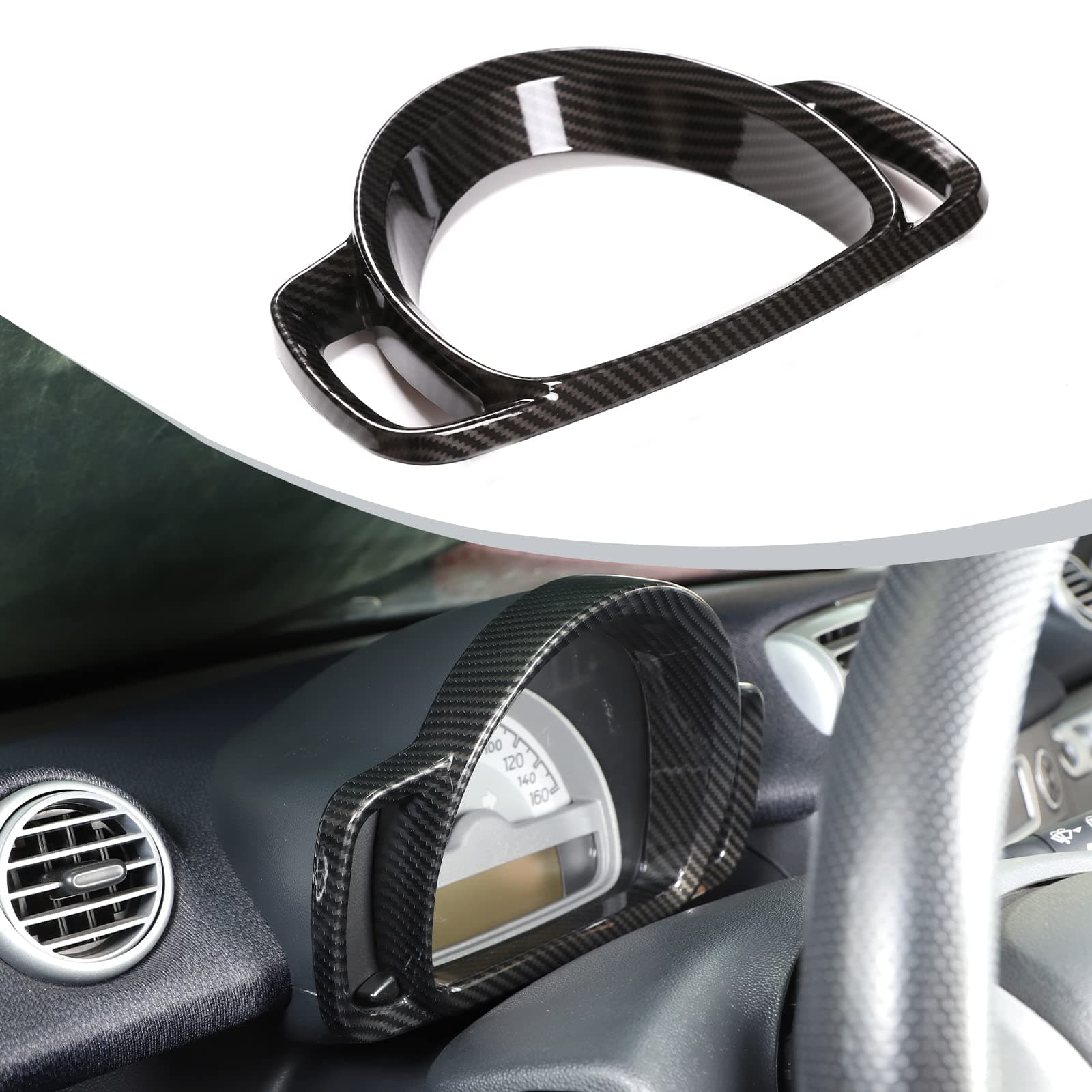 🚗 DIYUCAR ABS-Kunststoff Armaturenbrett Rahmen Zierring für Smart 451 Fortwo 2009-2015 (Kohlefaser) - Deal!