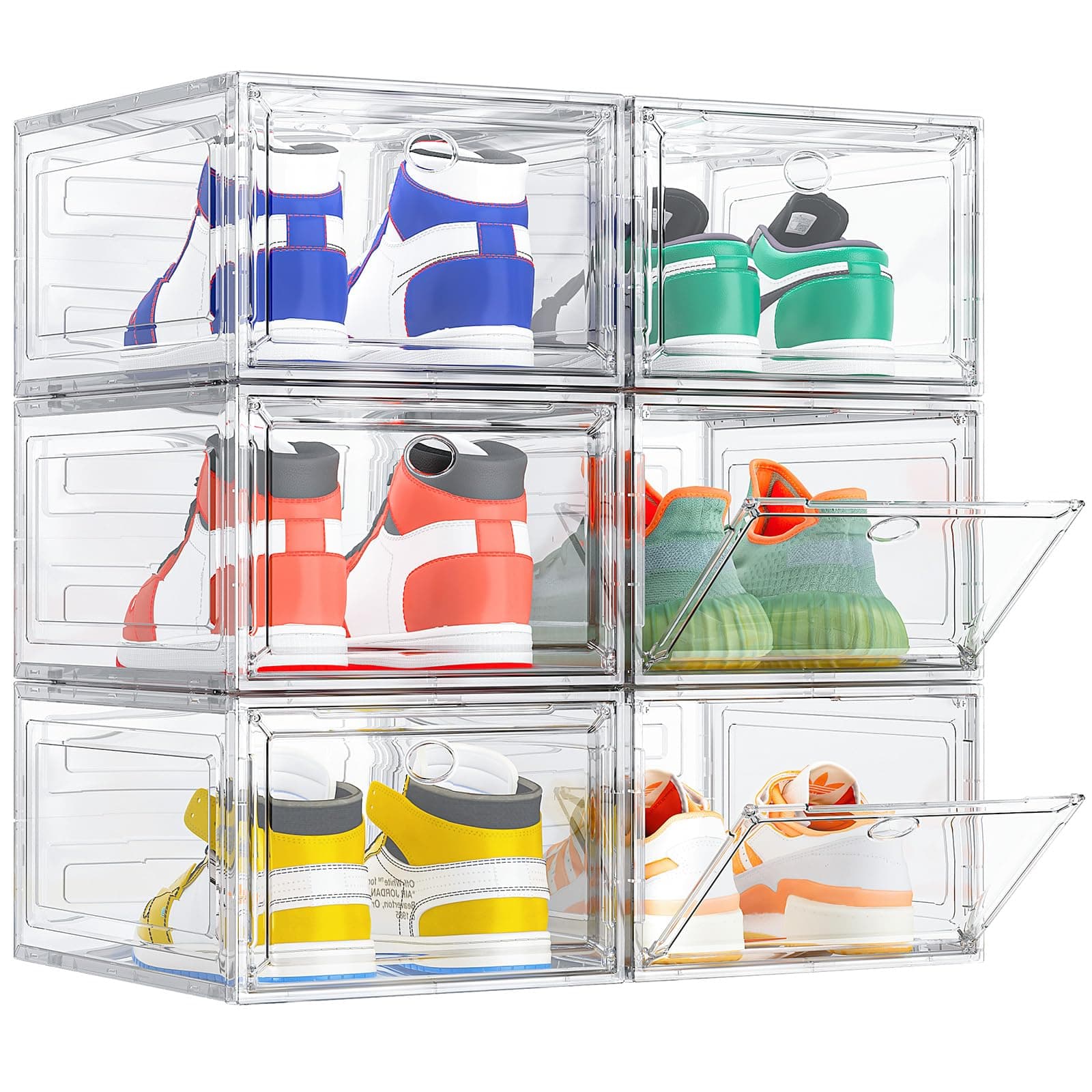 👟 TidyTrove Schuhboxen - 6er Set faltbare und stapelbare Schuhorganisatoren aus klarem Kunststoff