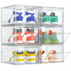 👟 TidyTrove Schuhboxen - 6er Set faltbare und stapelbare Schuhorganisatoren aus klarem Kunststoff