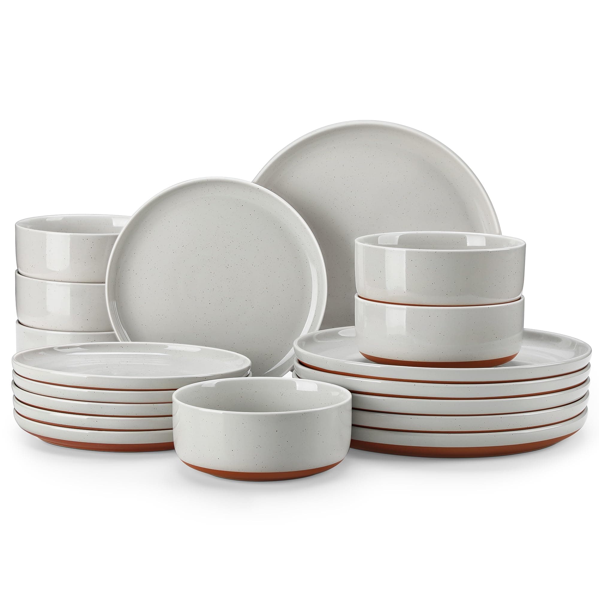MALACASA Geschirrset 6 Personen, TARA 18-teiliges Modernes Steingut Geschirr Set 🍽️