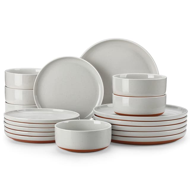 MALACASA Geschirrset 6 Personen, TARA 18-teiliges Modernes Steingut Geschirr Set 🍽️