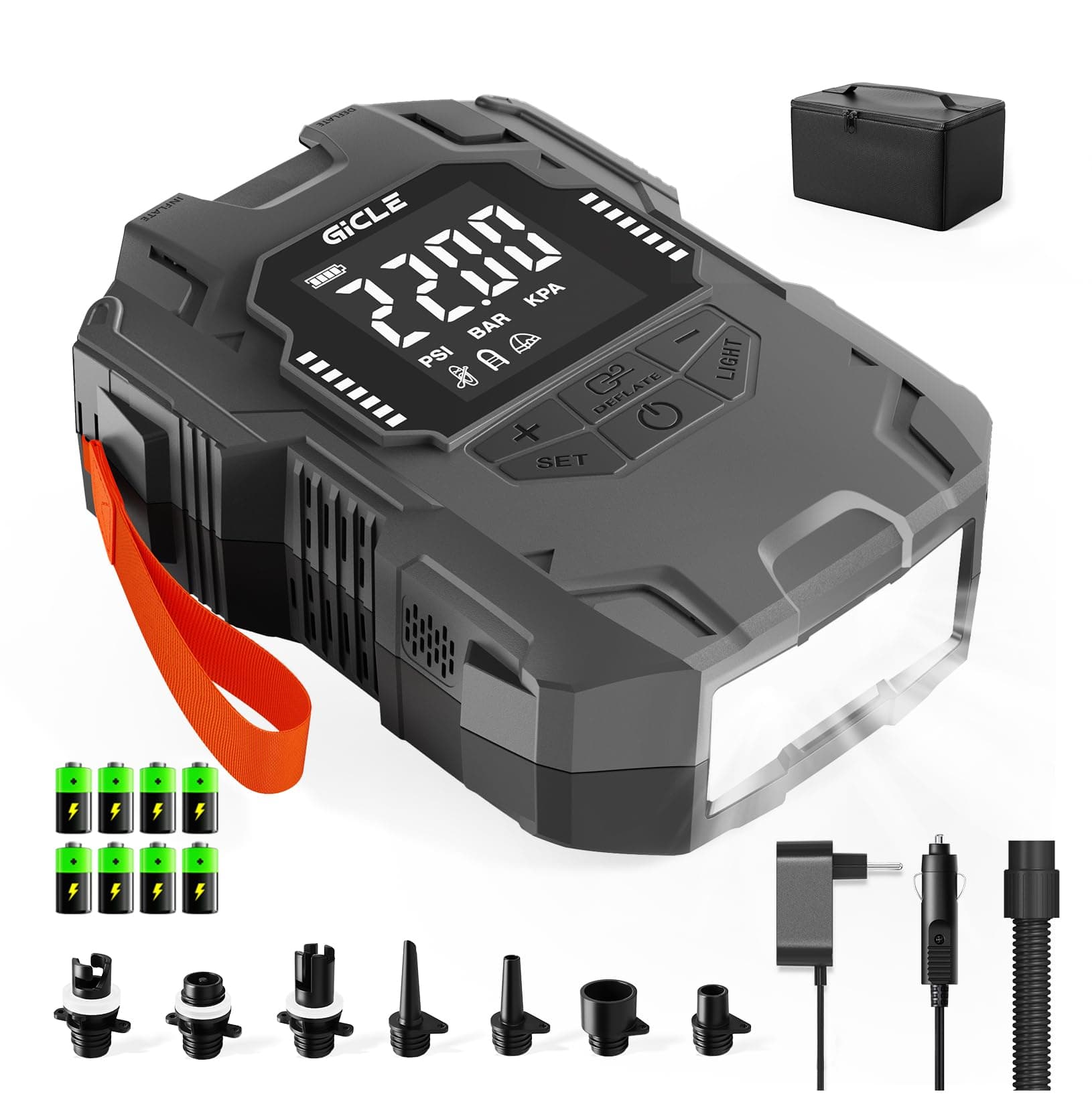 GICLE Sup Pumpe Akku,Tragbare 22PSI Inflator Sup Pumpe Elektrisch 12V DC Auto-Off 36W Typ C Inflator und Deflation