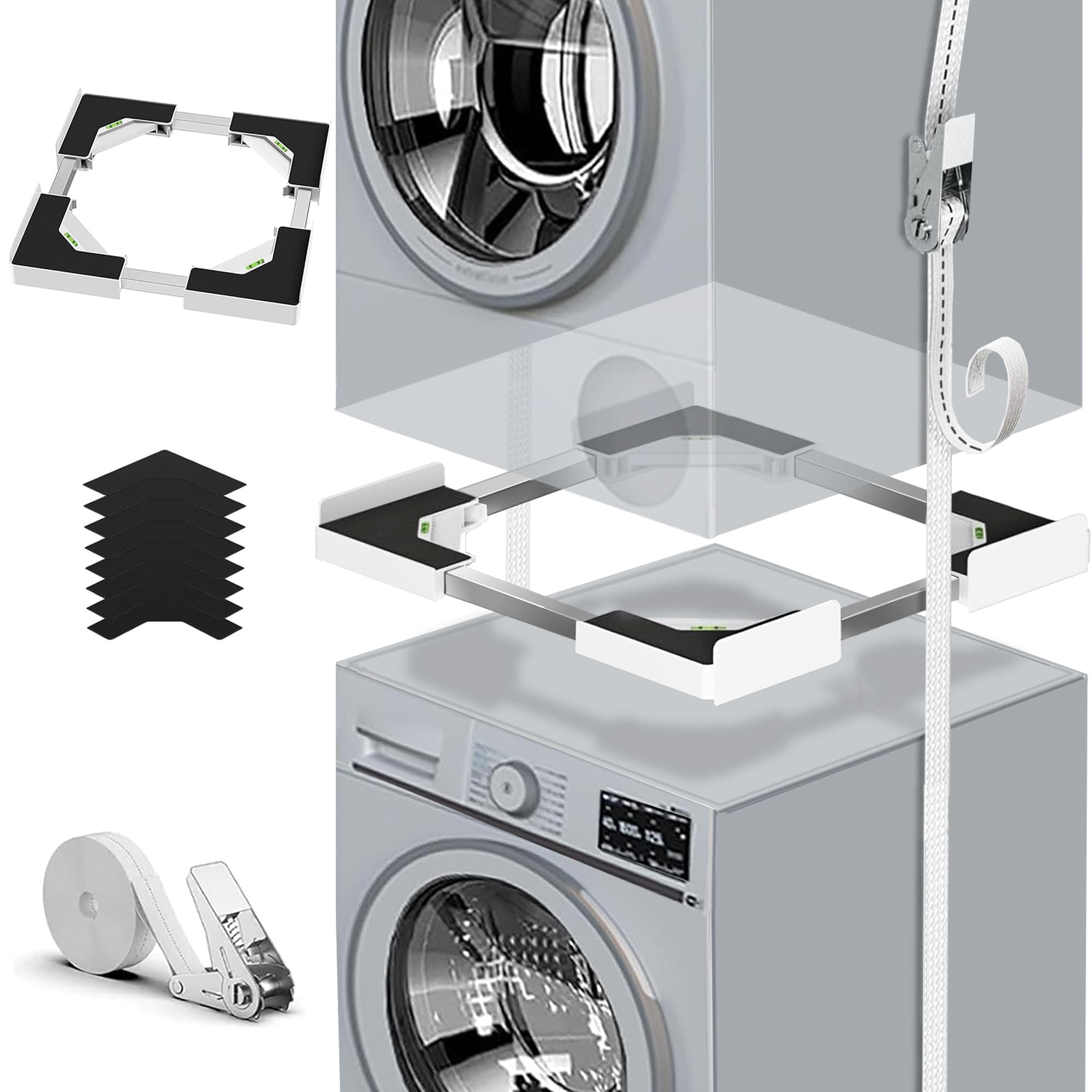 Universal-Stapelset für Waschmaschine & Trockner 🌟 TÜV-geprüfte Sicherheit 🌟 Platzsparend & vibrationsarm