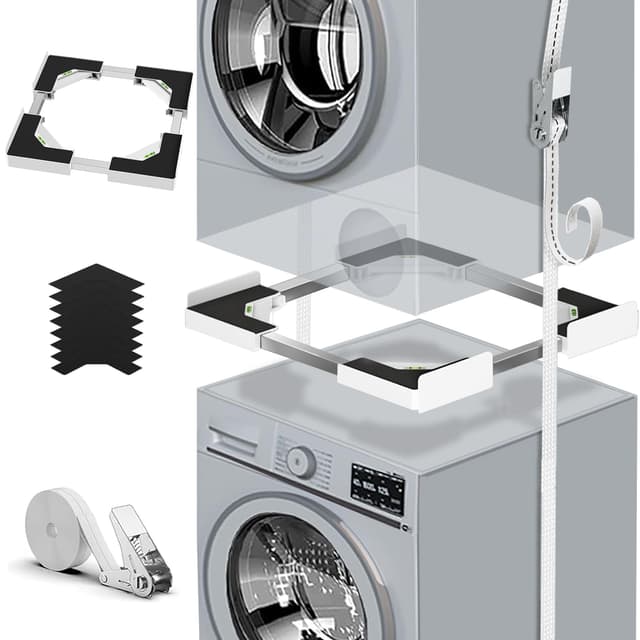 Universal-Stapelset für Waschmaschine & Trockner 🌟 TÜV-geprüfte Sicherheit 🌟 Platzsparend & vibrationsarm