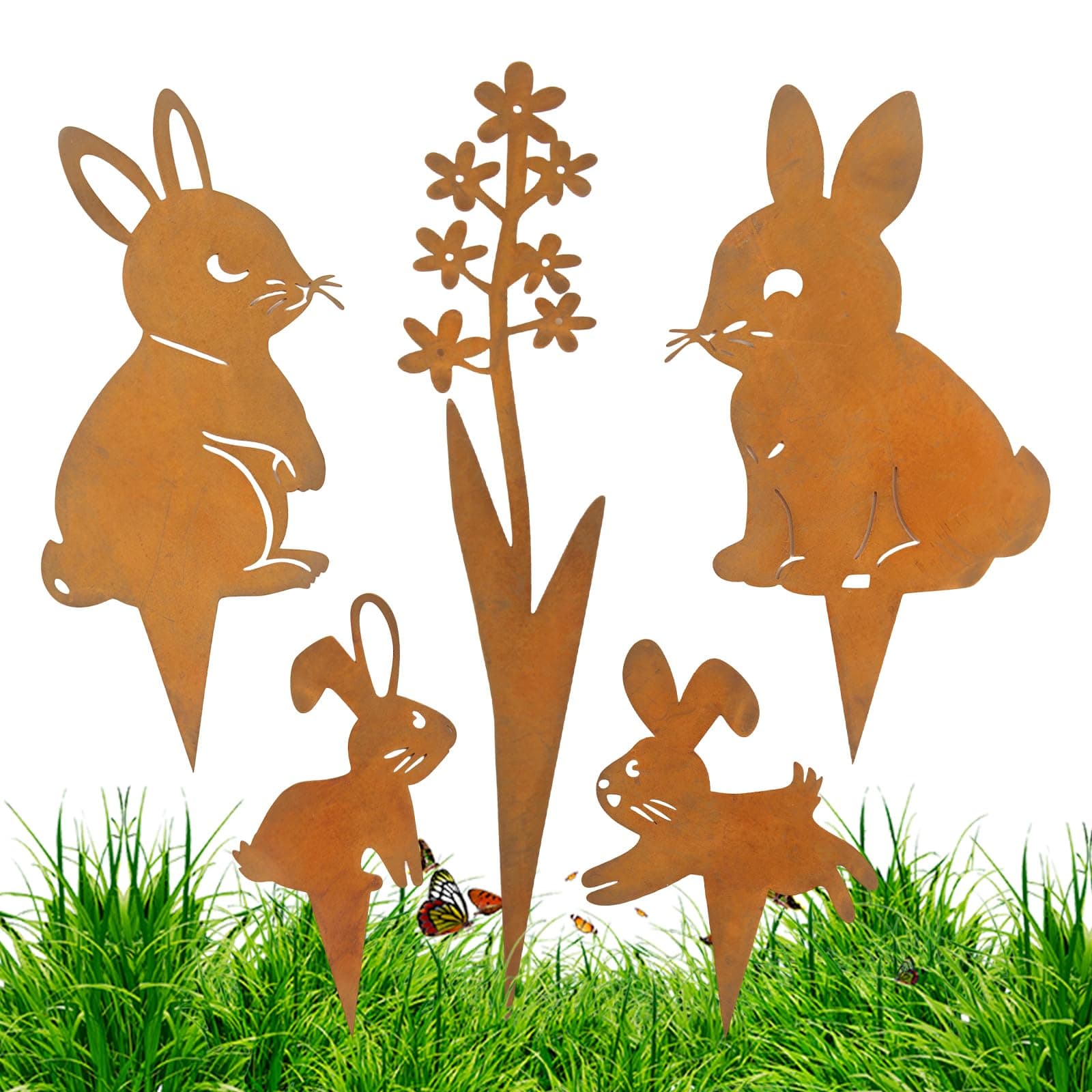 Vintage Osterhasen Gartendeko für Draußen 5er Set 🐰🌷🌿
