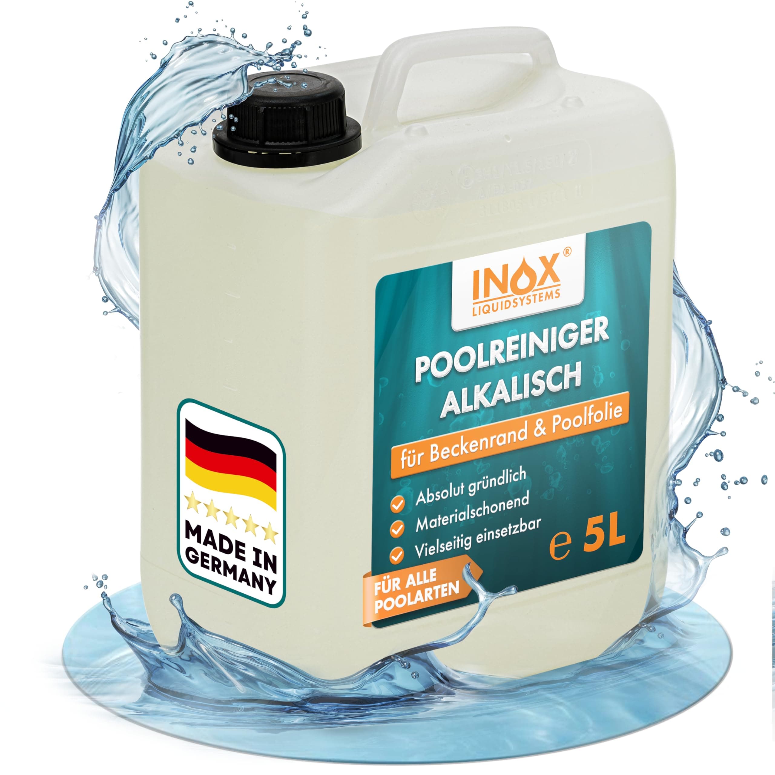 INOX® Pool Randreiniger alkalisch 5L 🏊‍♂️ Hocheffektiver Beckenrandreiniger für Poolfolie, Fliesen & Keramik
