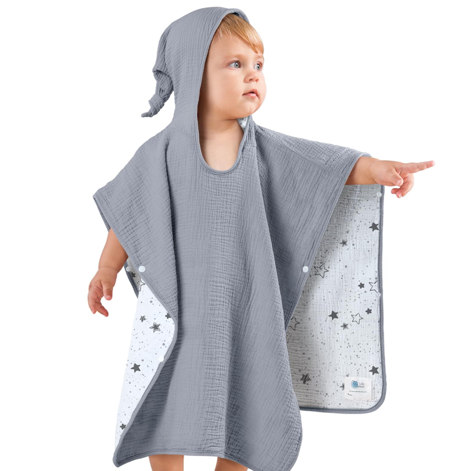 Lulumoon Badeponcho Kinder Kapuzenhandtuch Baby - 100% Musselin Baumwolle 🛁👶