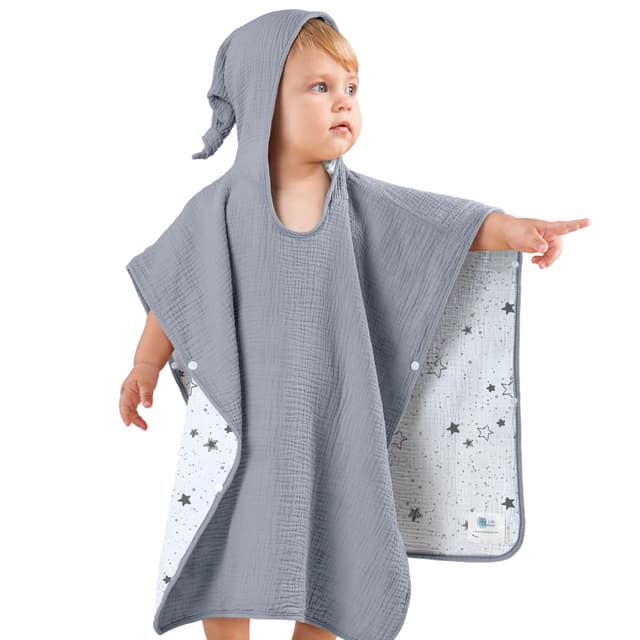 Lulumoon Badeponcho Kinder Kapuzenhandtuch Baby - 100% Musselin Baumwolle 🛁👶