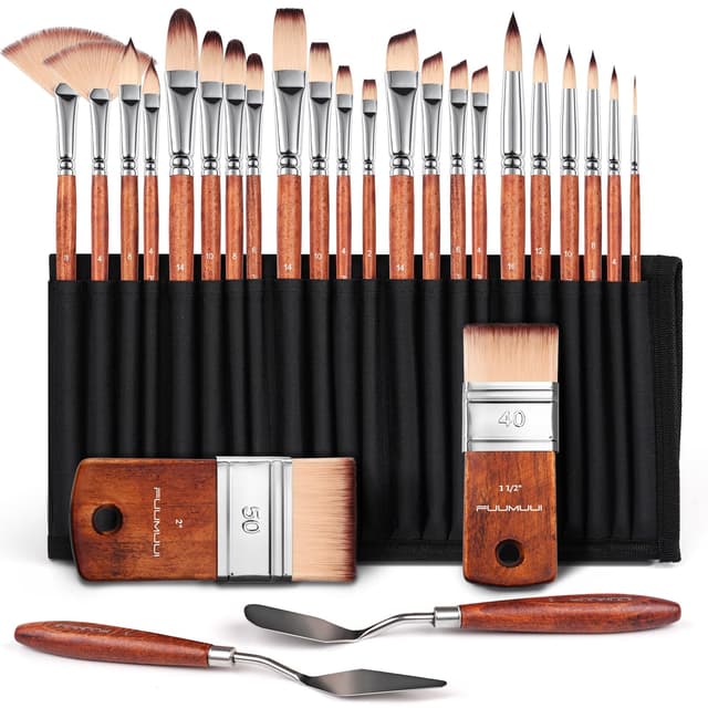 🎨 Pinselset Acrylfarben - 26 Stück Professionell Künstlerpinselset 🖌️