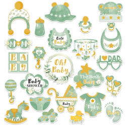 25 Stück Salbeigrün Baby Shower Fotorequisiten - Umweltfreundliche Deko 🌿👶📸
