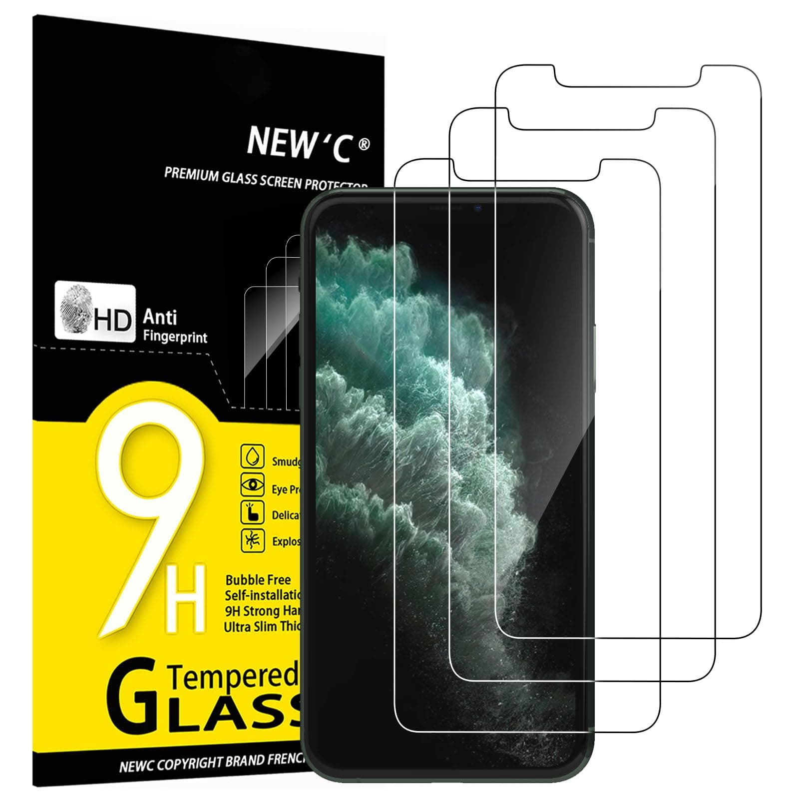 📱 NEW'C Panzerglas für iPhone 11 Pro/X/XS - 3 Stück Set 🛡️