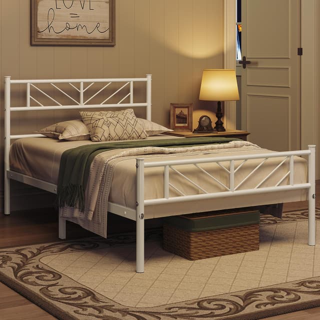 Yaheetech Metallbett 90 x 190 cm Minimalistischer Bettrahmen mit Kopfteil 🛏️