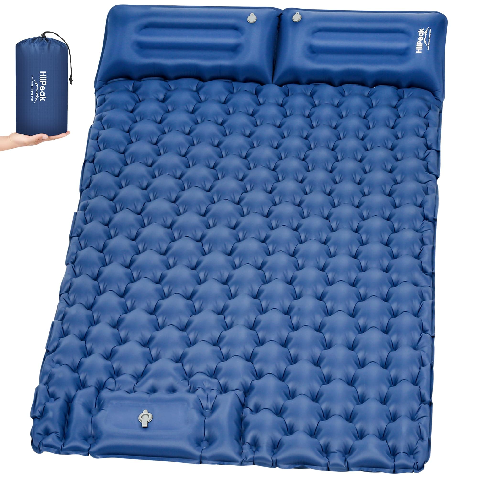 HiiPeak Isomatte selbstaufblasend hoch Camping luftmatratze mit integrierten kopfkissen Outdoor campingmatte schlafmatte Doppelt Blau