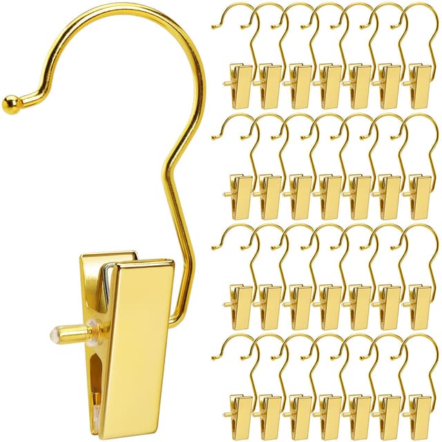 Amber Home Glänzende goldene Metall-Wäscheklammern mit Clips, 24 Stück