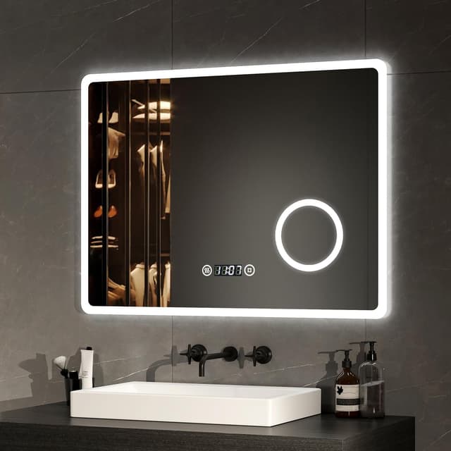 EMKE LED Badspiegel 80x60cm mit Beleuchtung und Touchschalter ✨
