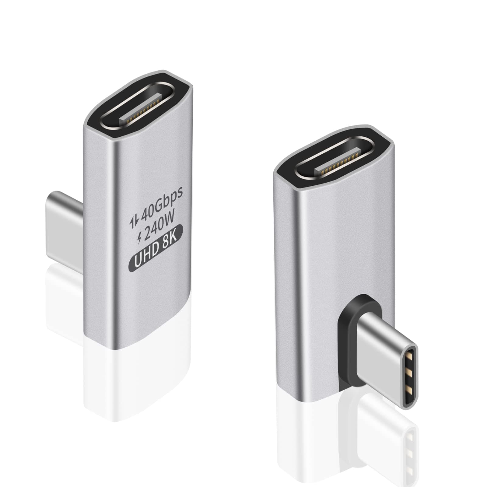 😎 Duttek Angled USB C (2 Stück) Adapter - 40Gbps Datenübertragung, 240W Charging, 8K Video kompatibel
