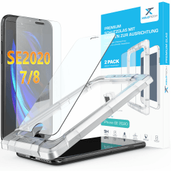 📱🔒 XeloTech 2x Schutzglas für iPhone SE 3 (2022), SE 2 (2020), 8 und 7 - Hartes 9H+ Glas mit Rahmen
