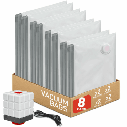 Vacbird Vakuumbeutel für Kleidung mit Elektrischer Luftpumpe, 8er Pack