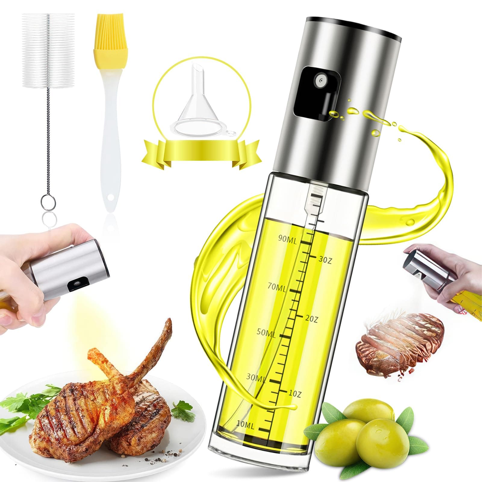 Nylea Ölsprüher für Speiseöl, 100ml Edelstahlglas - Zum Kochen, Backen & Grillen 🌿🥗