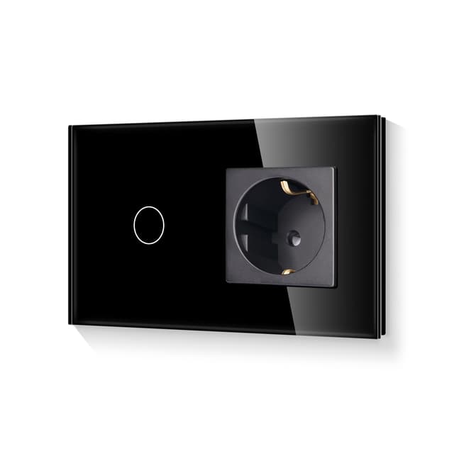 🌟 Super Deal! LIAONFOY 1 Fach 1 Weg Lichtschalter mit Steckdose Schwarz Unterputz 🌟