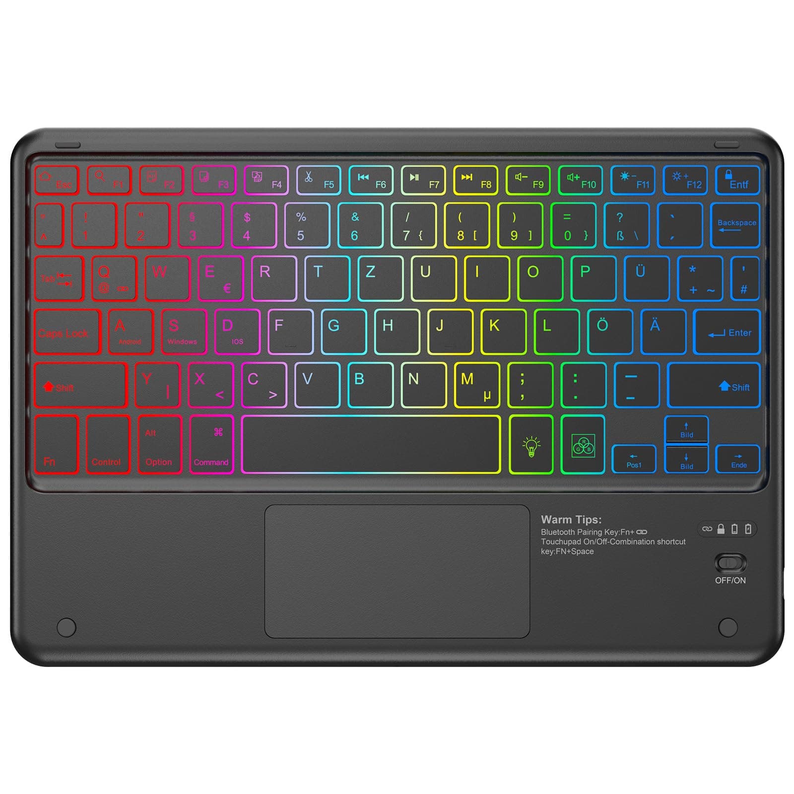 KBCASE Bluetooth Tastatur mit Touchpad 🌟 Wireless Bluetooth Keyboard 🖱️🌈