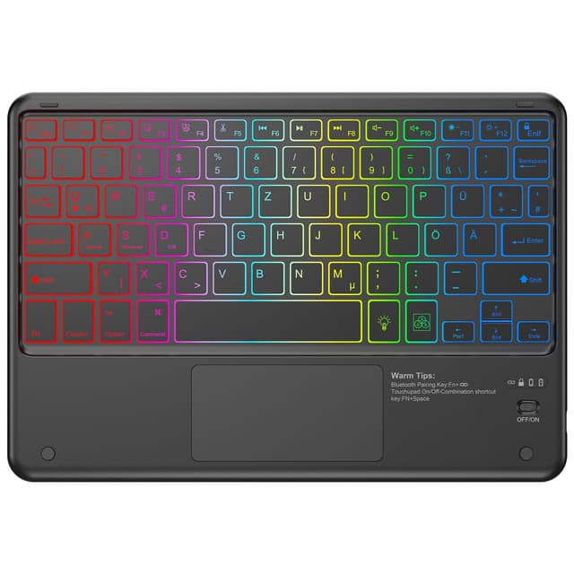 KBCASE Bluetooth Tastatur mit Touchpad 🌟 Wireless Bluetooth Keyboard 🖱️🌈
