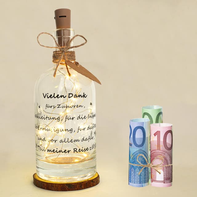 🎁 Personalisiertes LED Flaschenlicht mit Spruch 06 - Seutgjie Dankeschön Geschenke