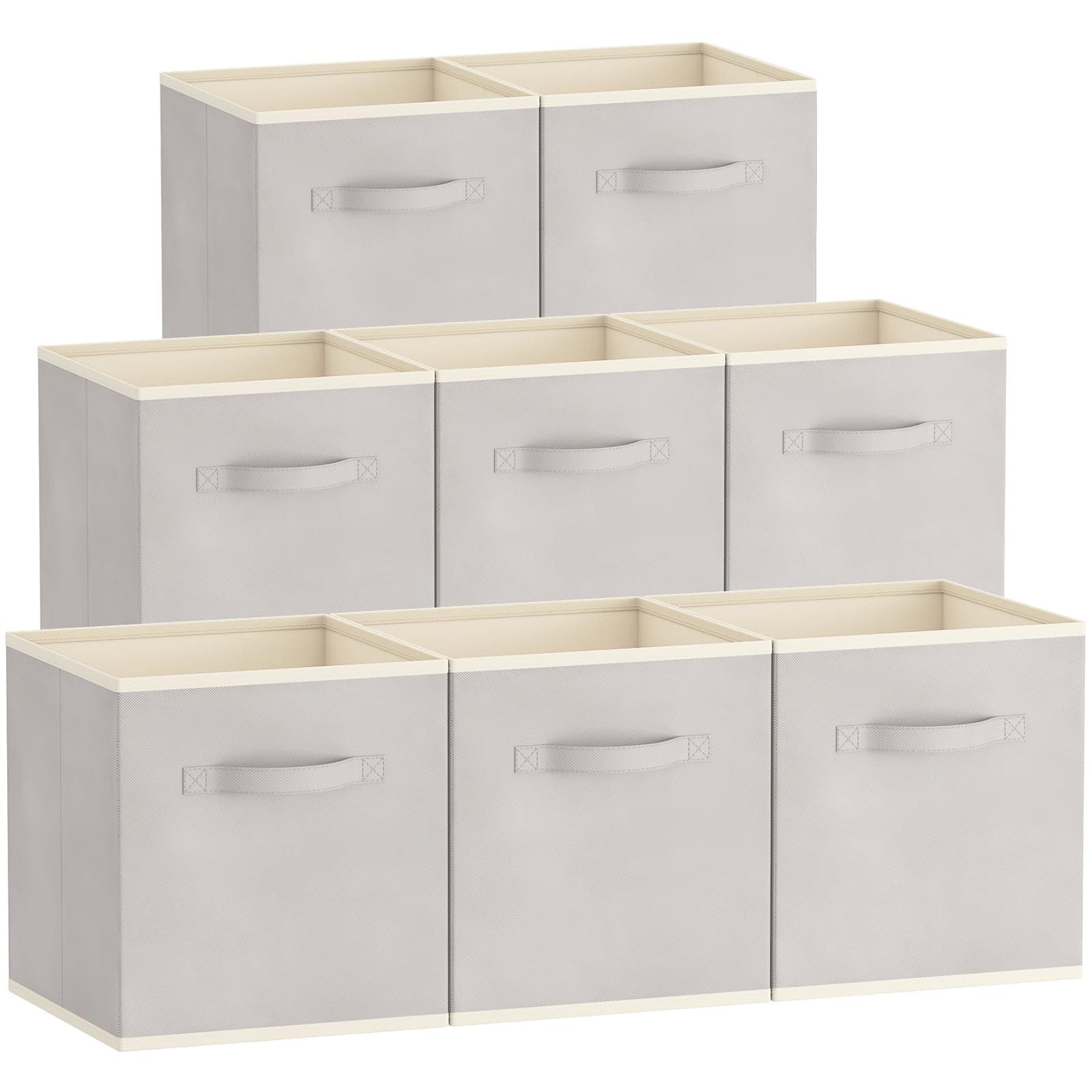 Lifewit Aufbewahrungsbox 8 Stück, Kleiderschrank Organizer, Faltbare Körbe Aufbewahrung, Ordnungsboxen mit Griffen, Storage Boxes für Kleidung, Handtücher, Bücher, 33 x 33 x 31.5 cm, Hellgrau 8 33x33x33cm 📦👕📚