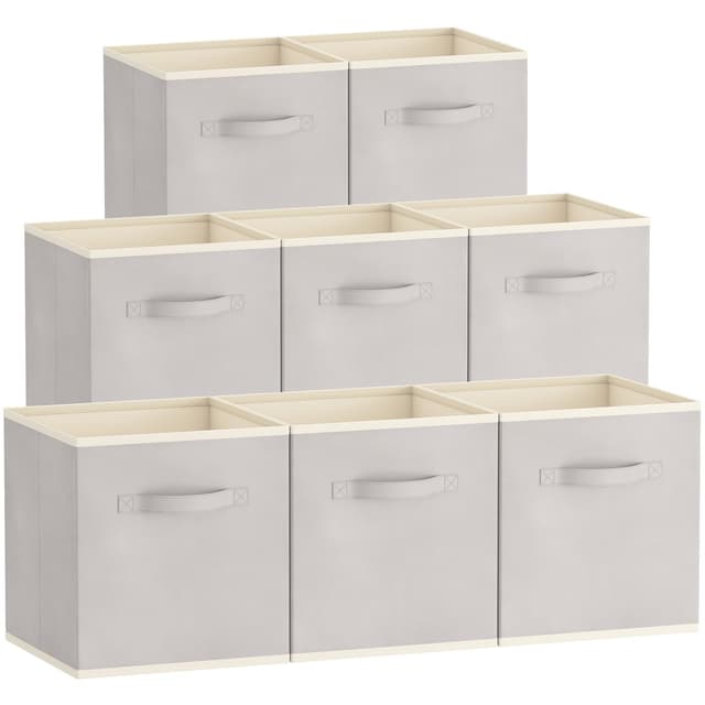 Lifewit Aufbewahrungsbox 8 Stück, Kleiderschrank Organizer, Faltbare Körbe Aufbewahrung, Ordnungsboxen mit Griffen, Storage Boxes für Kleidung, Handtücher, Bücher, 33 x 33 x 31.5 cm, Hellgrau 8 33x33x33cm 📦👕📚