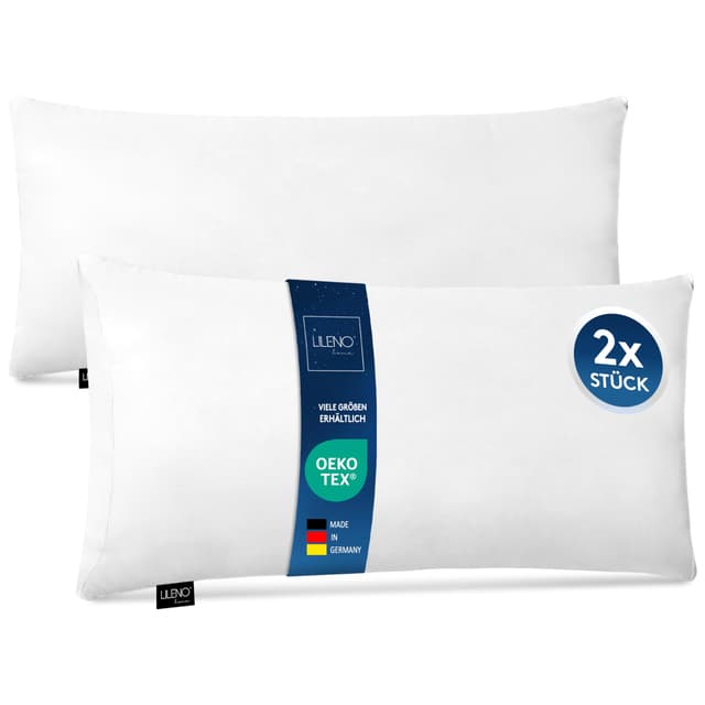LILENO HOME Microfaser Kissen 40x80 cm Deluxe (650g Füllung) [2er Set] - Bis 95 Grad waschbar 🌟