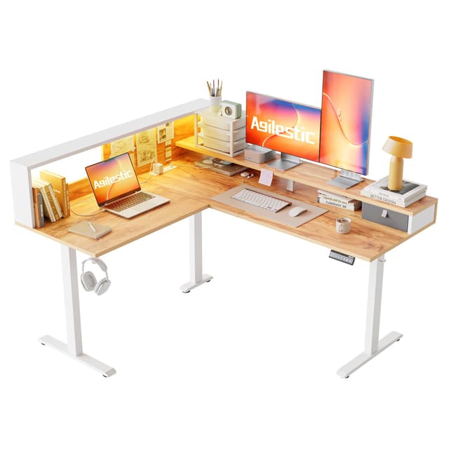 Agilestic L-förmiger Stehschreibtisch mit LED-Licht 🌟