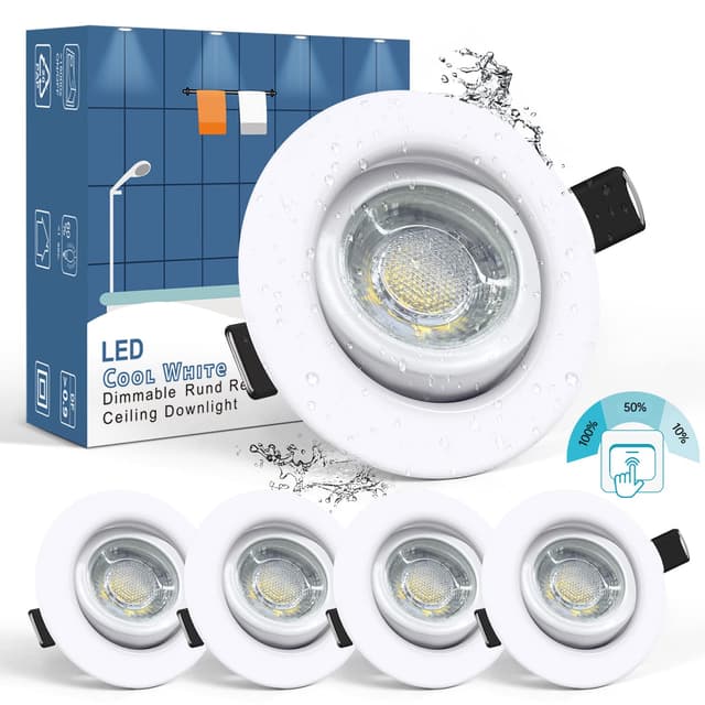 🌟 WOW-Angebot! 5er LED Einbaustrahler 230v Weiß 3 Stufen Dimmbar