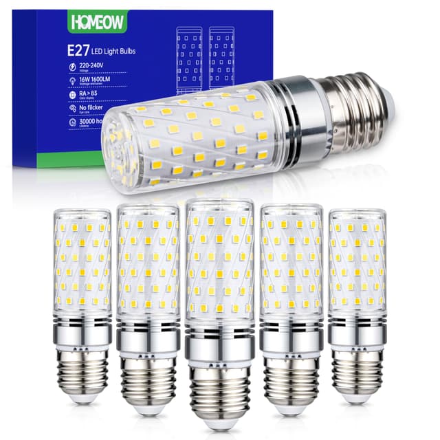 🌟🏠 6er Set HOMEOW E27 LED Neutralweiß 4000K, Extra Hell 16W 1600LM Lampe 🌟🏠