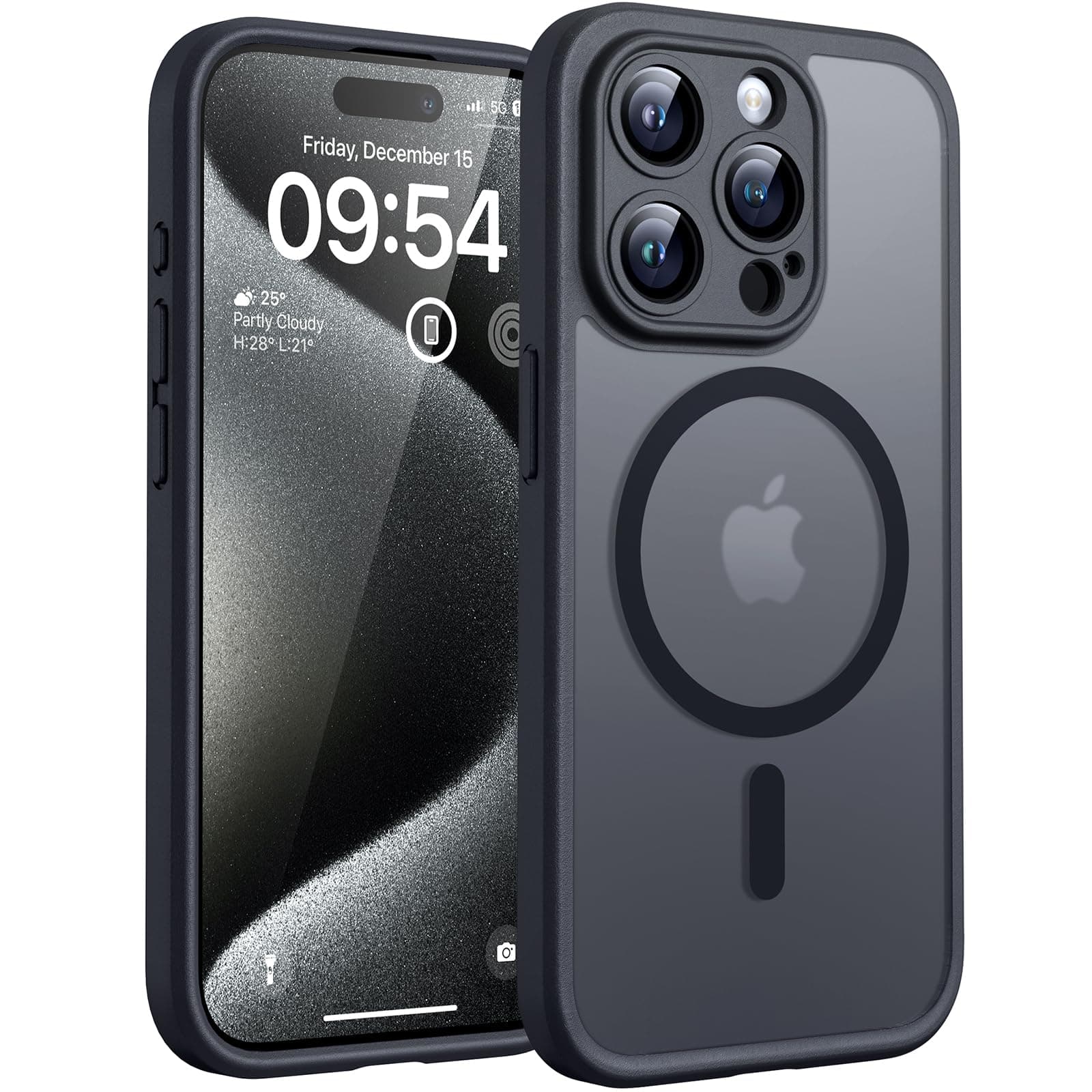 📱🔥 TOCOL iPhone 15 Pro Hülle für Magsafe - Stoßfest & Kratzfest - Schwarz