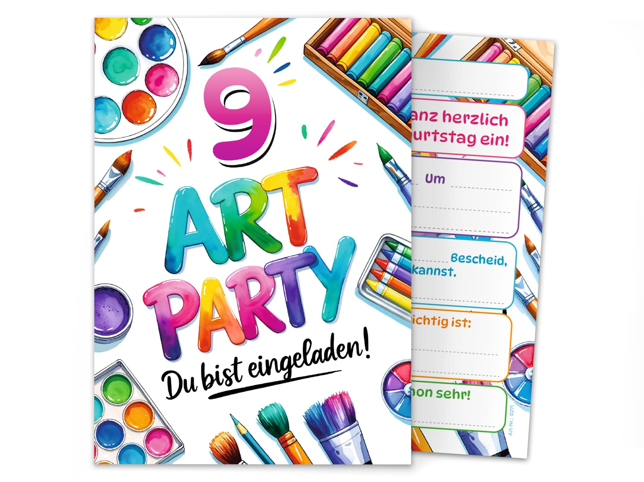 Junaversum 12 Einladungskarten zum 9. Kindergeburtstag 🎨🎉👧